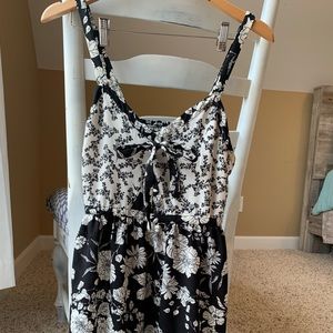 Dress with multiple floral designs